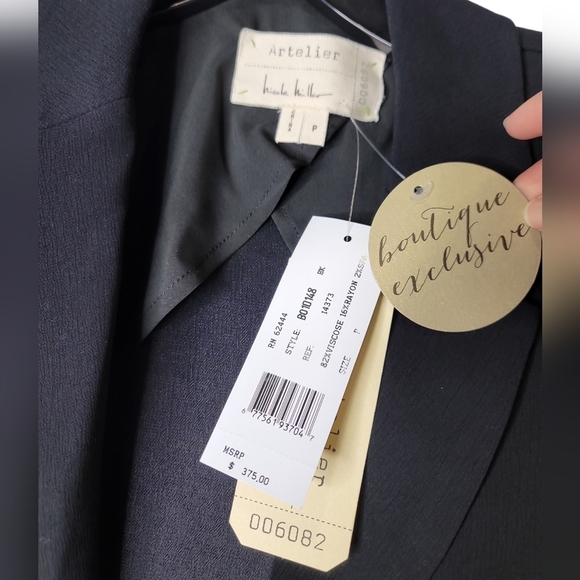 Nicole Miller Artelier Black Double Breasted Crepe Blazer - Picture 4 of 4